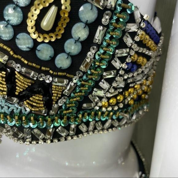 Nwt envious couture beaded rhinestone dress / gown prom formal sleeveless dress - Picture 7 of 16